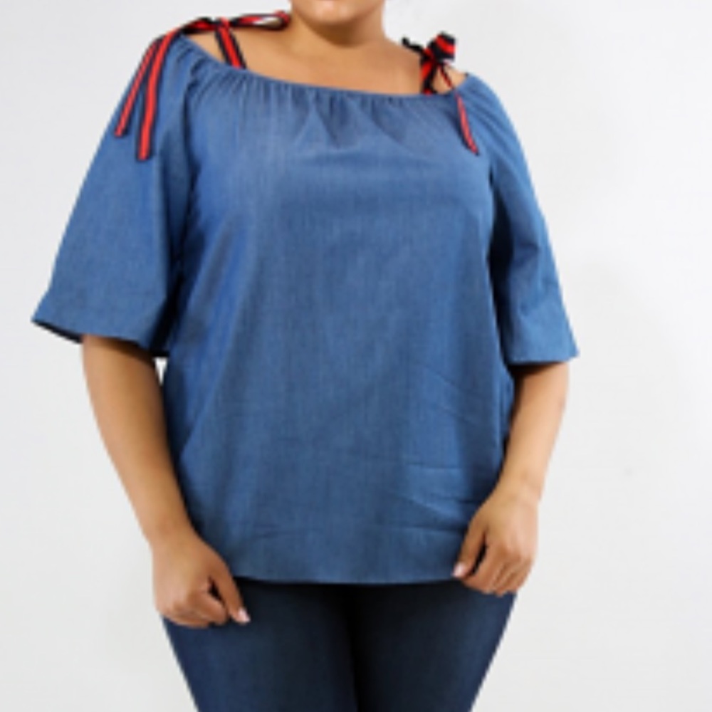 Off The Shoulder Jean Shirt